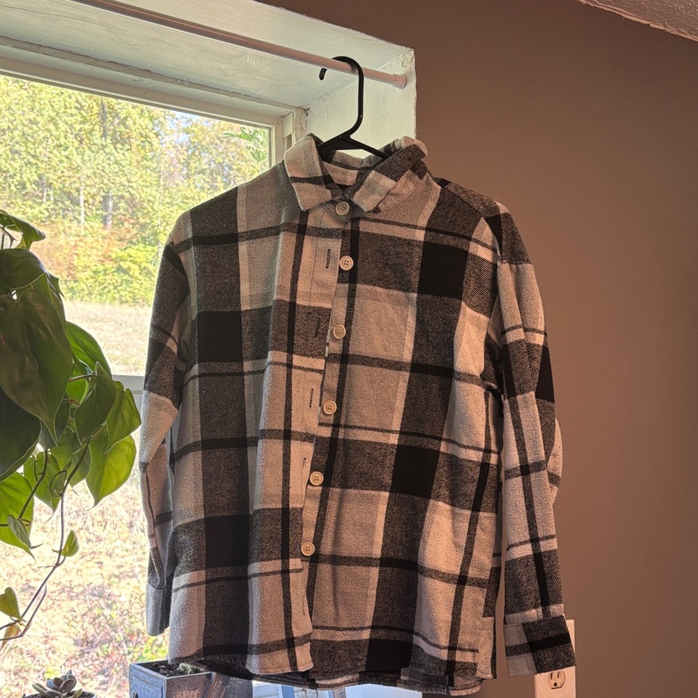 SHEIN Monochrome Plaid Shirt